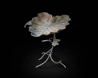 Cast Metal LeafForm Bird Bath third image
