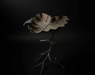 Cast Iron LeafShaped Bird Bath