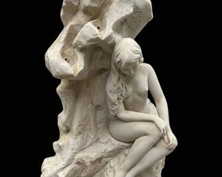 Pair of Cast Stone Lion Sculpture and Figural Fountain sixth image