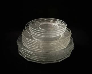 Vintage Octagonal Clear Glass Plate Set  Pieces second image