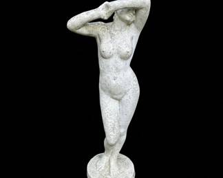 Cast Stone Bathing Lady Garden Statue