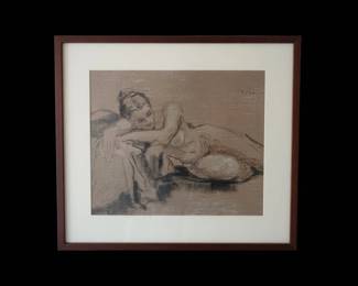 N. Aethel charcoal drawing of a reclining nude