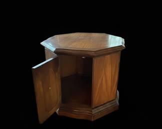 Vintage Octagonal End Table with Cabinet second image