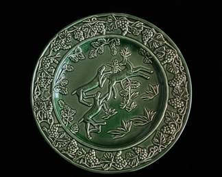 Italian Majolica Green Charger Plates