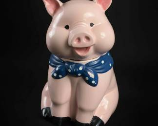 Vintage AMC Talking Pink Pig Ceramic Cookie Jar fourth image