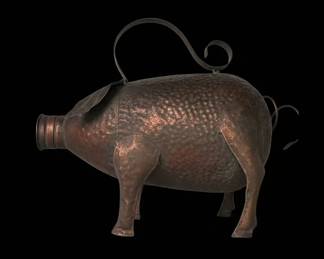 Vintage Smith Hawken Hammered Copper Pig Watering Can
