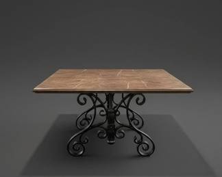 Wrought Iron Base Dining Table Table Only