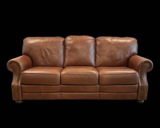 Traditional Brown Leather Reclining Sofa third image