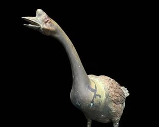 Vintage Cast Bronze Goose Garden Sculpture second image