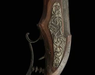 Decorative NonFiring Replica Flintlock Pistol with Ornate Foliage Relief second image