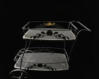Vintage Wrought Iron Rose of Sharon Pattern Serving Cart ninth image