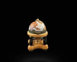Vintage Ceramic World Globe Hinged Trinket Box third image