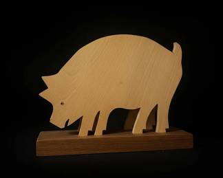 Vintage Wooden Pig Silhouette Stand
