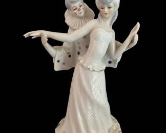 Porcelain Pierrot and Ballerina Figurine
