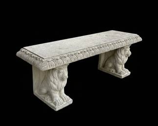 Cast Stone Lion Base Garden Bench C
