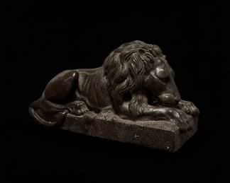 Large Cast Bronze Recumbent Lion Sculpture, After Antonio Canova