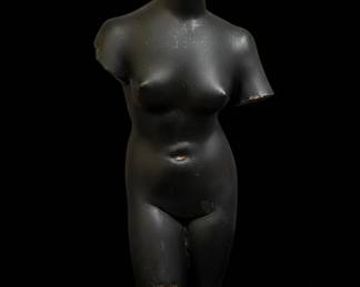 Matte Black Female Torso Sculpture