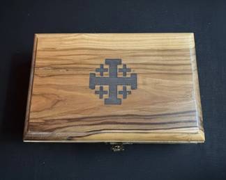 Jerusalem Olive Wood Box with Jerusalem Cross