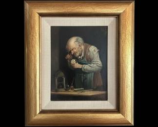Oil Painting of a Watchmaker by Carl Schleicher