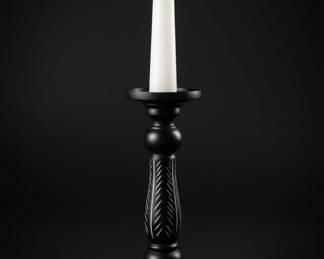 Decorative Black Wood Pillar Candle Holder