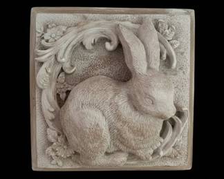 Cast Stone Rabbit Wall Plaque