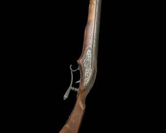 Decorative NonFiring Replica Flintlock Pistol with Ornate Foliage Relief