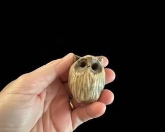 HandCarved Wooden Owl Figurine
