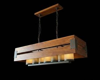 Rustic Wood Crate Linear Chandelier