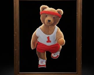 Vintage Teddy Bear Athlete Framed Photograph