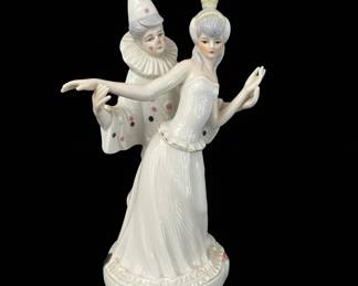 Vintage Porcelain Clown and Princess Dancing Musical Figurine