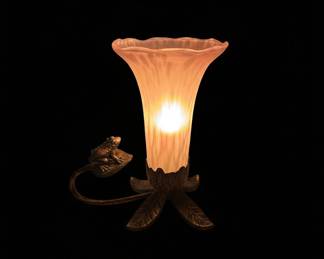 Art Nouveau Style Lily Pad and Frog Accent Lamp