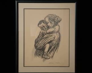 After Kthe Kollwitz Mother and Child Print