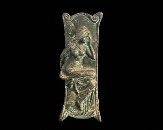 Art Nouveau Figural Brass or Bronze Push Plate second image