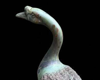 Vintage Cast Metal Garden Goose Statue