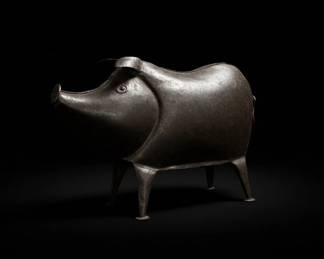 Vintage HandHammered Copper Pig Sculpture