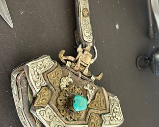 $250-500. Marks? antique Tibetan flint-and-tinder pouch/fire starter, called a chuckmuck or mechag, probably late 19th to early 20th century.