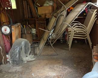 Lawn chairs and vintage toys