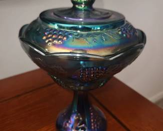 Assorted blue carnival glass 