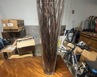 Tall glass floor vase