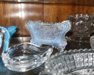 Massive collection of glass salt cellars and butter pats
