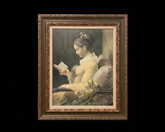 Vintage Framed Print of Woman Reading by JeanHonor Fragonard