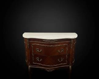 French Louis XV Style MarbleTop Bombe Commode