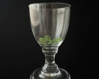 Vintage Clear Glass Goblet with Platinum Trim