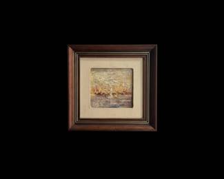Impressionist Style Seascape Oil Painting with Sailboats