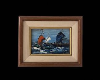 Ronguillo Seascape Oil Painting with Junks