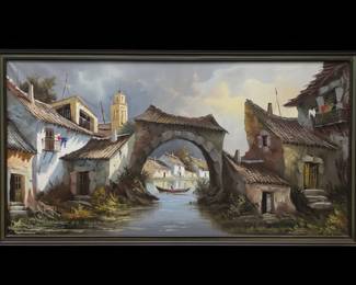 Venetian Canal Scene Oil Painting by Gianni Mancini