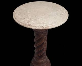 Vintage Barley Twist Pedestal Plant Stand with Marble Top