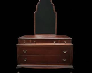Vintage Mahogany Serpentine Dresser with Mirror