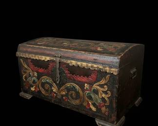th Century Continental Painted Marriage Chest