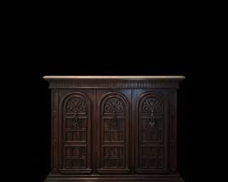 MidCentury Modern Walnut Credenza with Travertine Top
